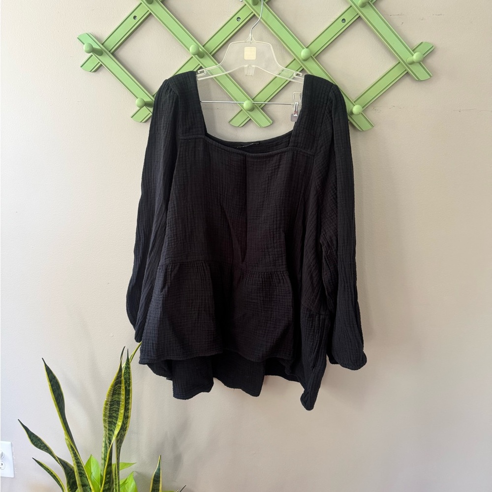 Madewell Charcoal Quilted square neck top